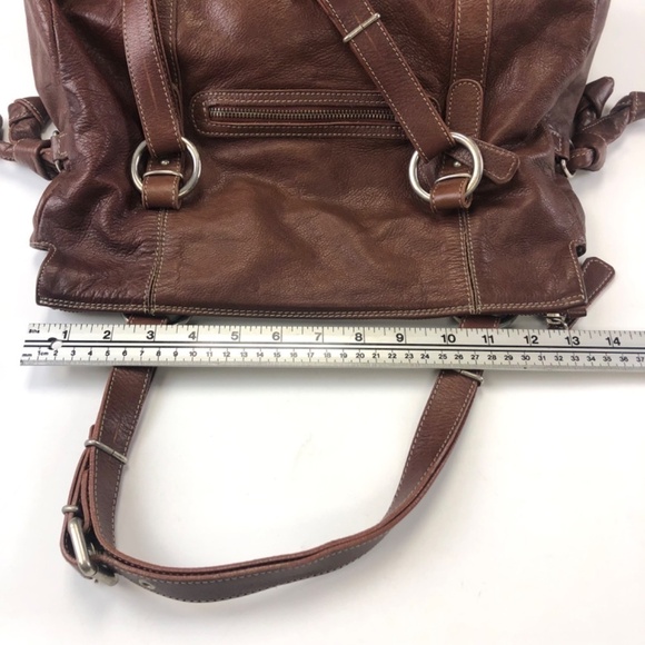 L’Incontro brown leather double handle handbag silver hardware - Picture 8 of 12